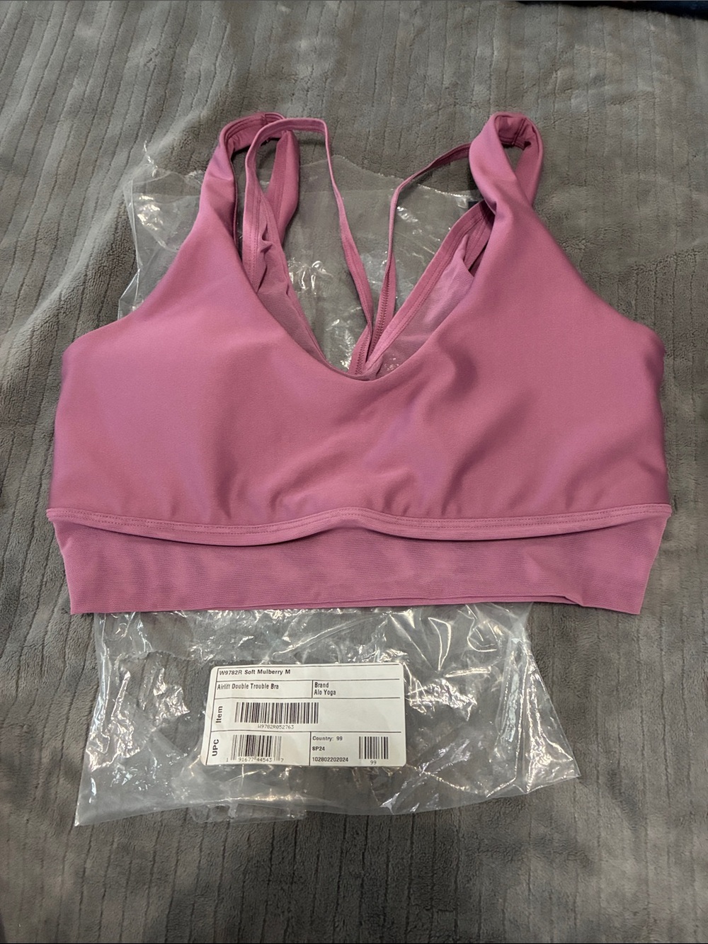Women's Soft Mulberry Pink Strappy Sports Bra a